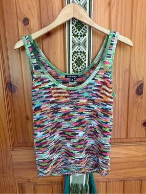 Steve Madden Multicolor Knit Tank Top - Green, Pink, Yellow, Brown, Blue
